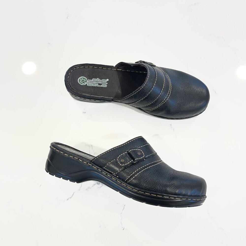 Lobo Solo Women's Black Leather Mules Size 9